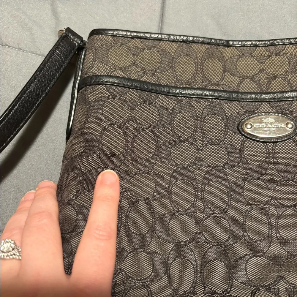 COACH Dark Gray Signature Canvas Crossbody Bag - Picture 5 of 10